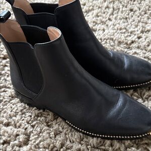 Coach Black Leather Chelsea Ankle Boots with gold details